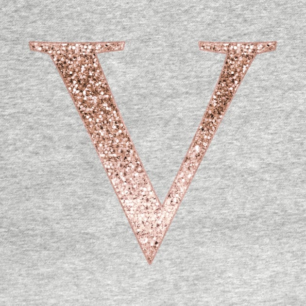 V rose gold glitter monogram letter by RoseAesthetic